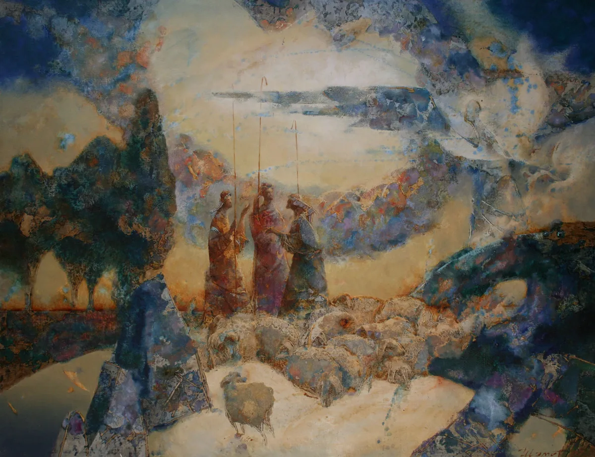 Shepherds. Oil on canvas