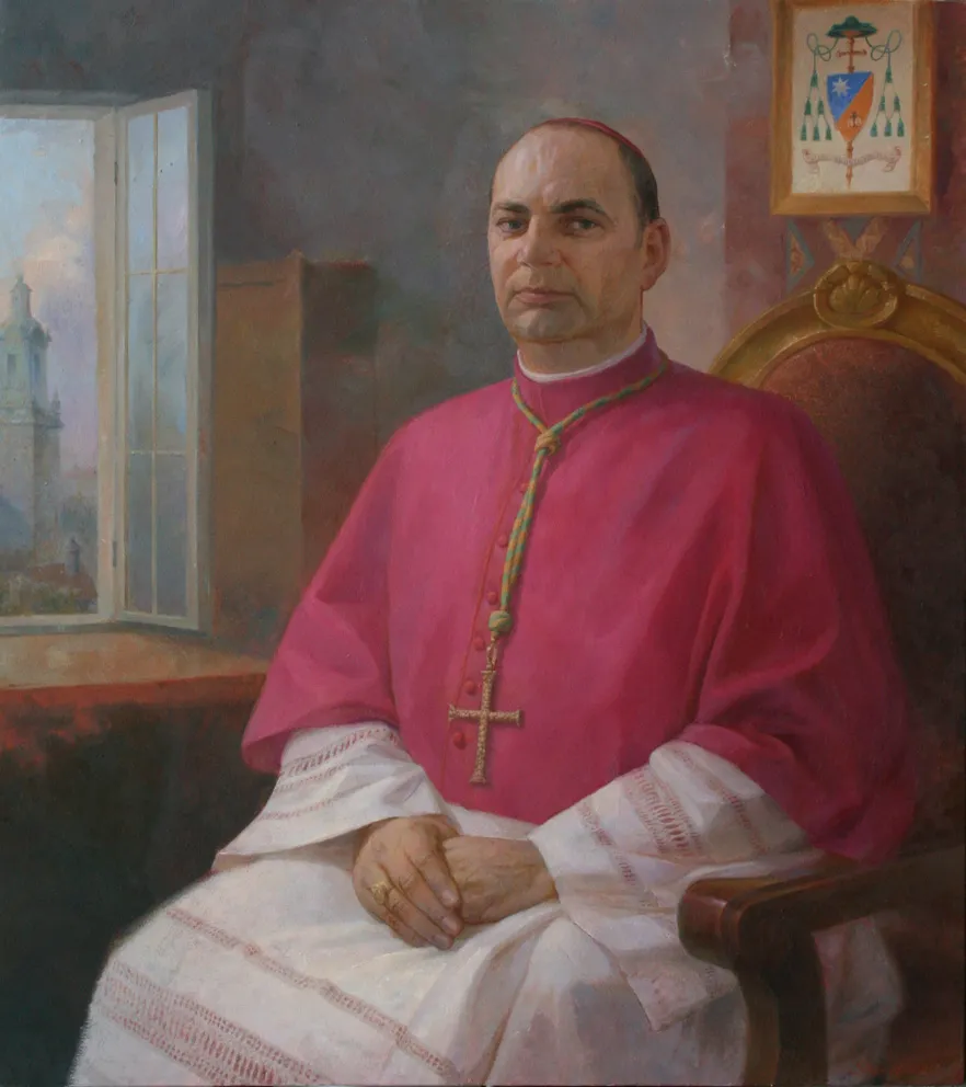 Portret biskupa z Sosnowca. Olej na plótnie.90 x 80